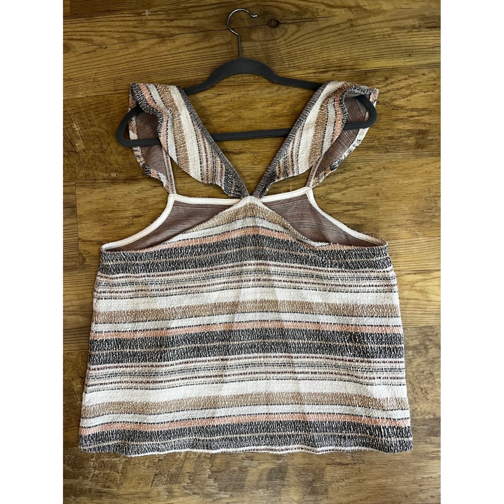 Madewell Texture & Thread Ruffle Strap Tank Top Size XL Boho Coastal NEW - Picture 4 of 12